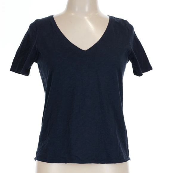Sezane Tops - Sezane V-Neck Basic Cotton T-Shirt Navy Blue medium